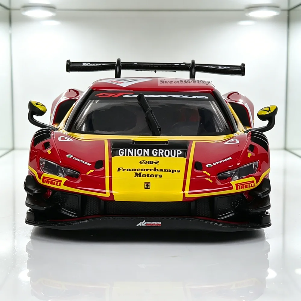 Bburago 1:43 Nuevo Modelo Ferrari 2025 296 GT3 # Modelo de Coche de Aleación 51 499P # Modelo de fundición a presión con escala proporcional, base negra 83