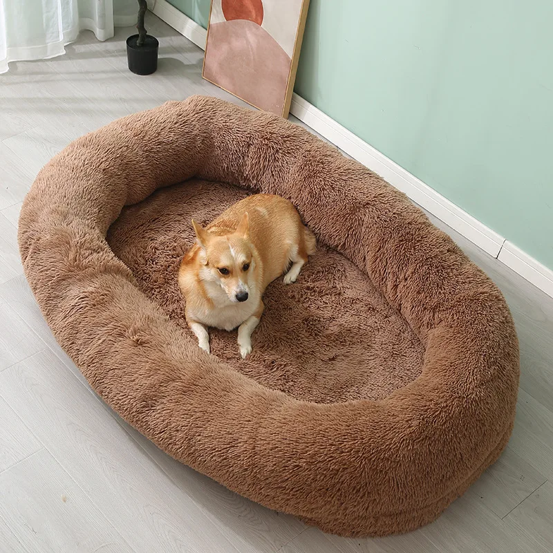 

Soft Human Dog Bed Long Plush Cushion Dog Cat Bed Washable Warm Human Pet Bed Non-slip Dog Nest