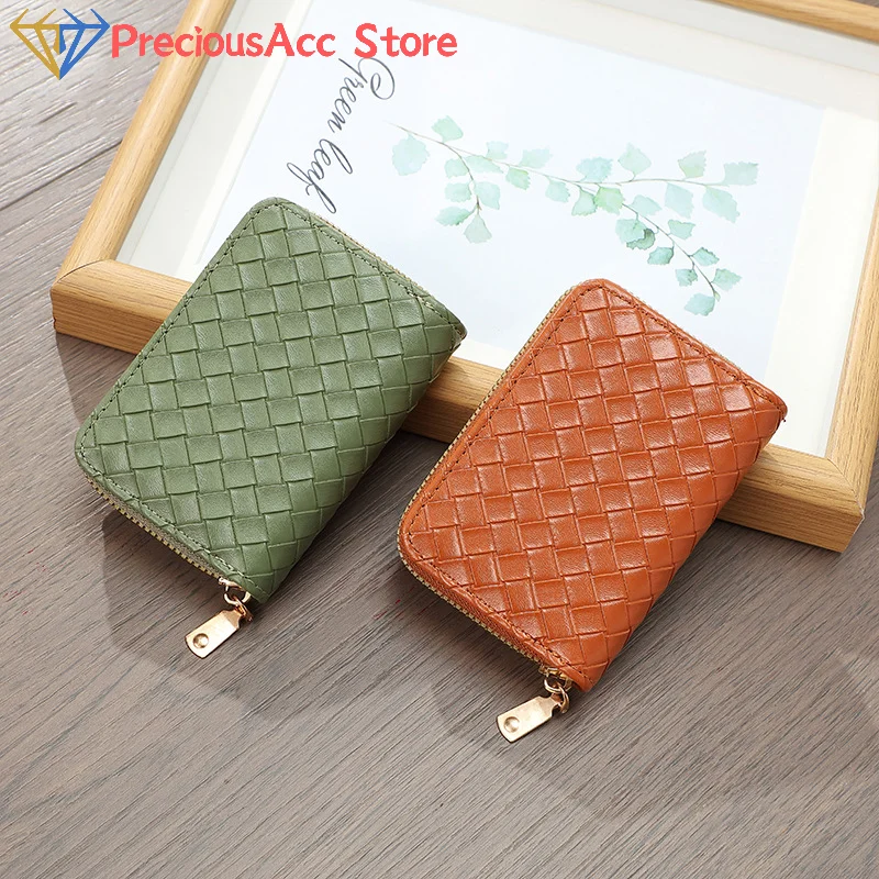 Fashion Woven Women's Wallet Short And Simple Card Bag Zipper Coin Purse Versatile Bag Zero Wallet Mini Handheld Bag Clip