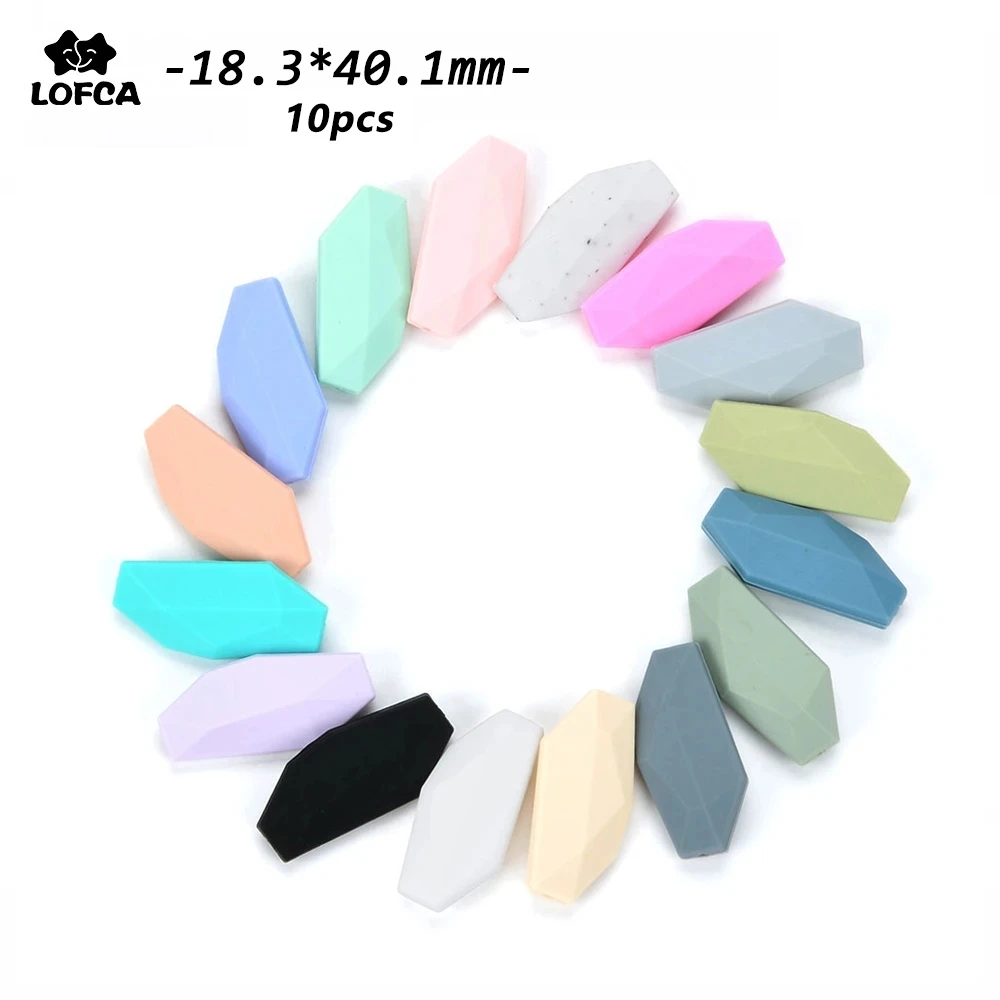 LOFCA 10pcs Salix Leaf Silicone Beads Baby Teething Beads Charm Silicone teether Baby Necklace Making Wholesale Chewing Beads