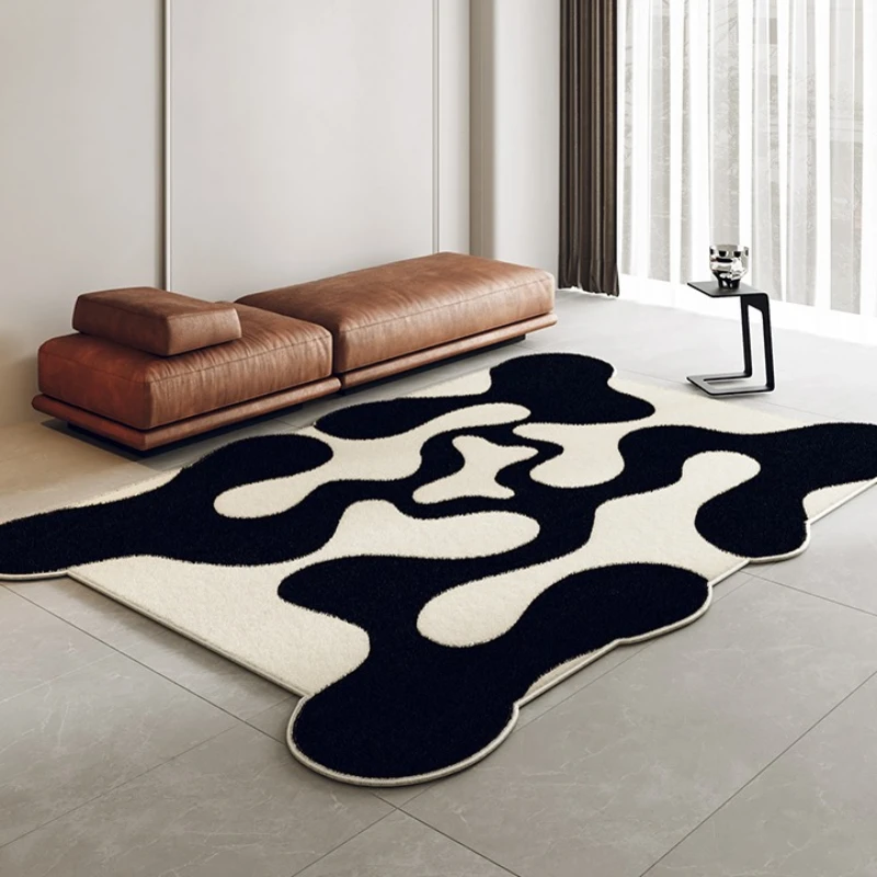 Irregular Living Room Large Area Carpet Minimalist Art Black Line Carpets Bedroom Bedside Decoration Home Comfortable Soft Rugs