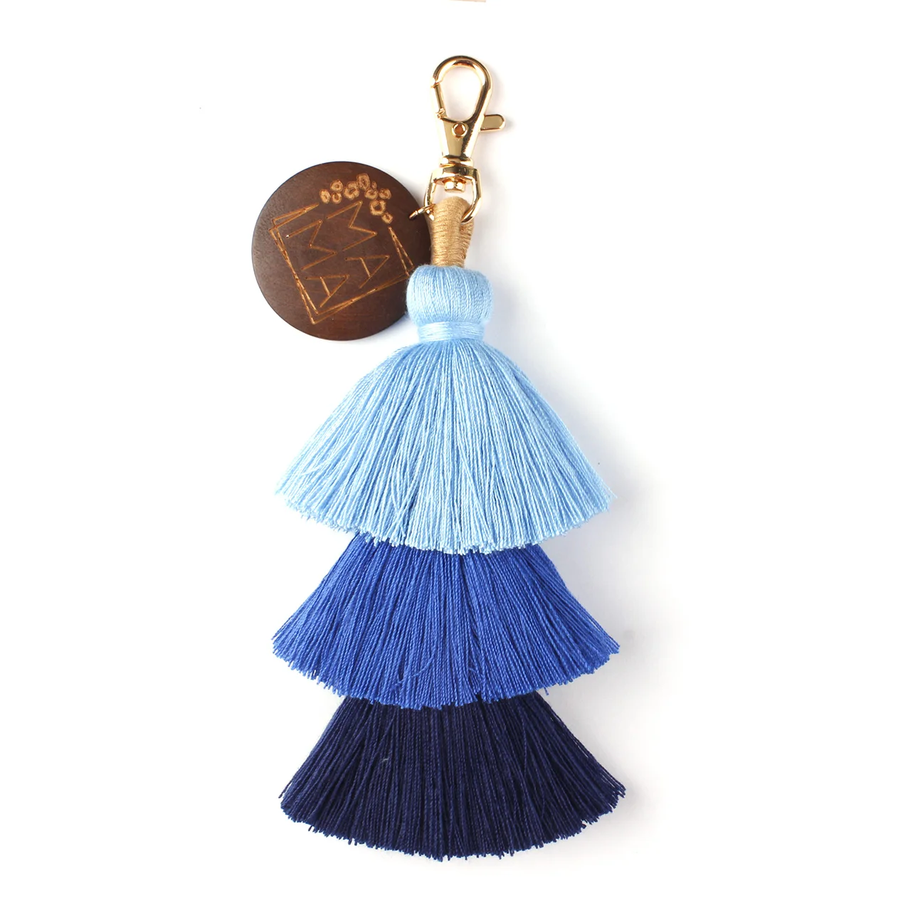 Mother Day Gift 3 Layers Cotton Tassel Keychains for Women Macrame Key Rings Bag Keychain