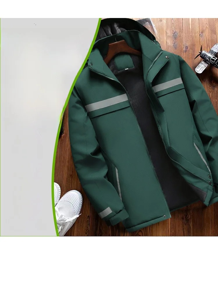 

Thickened Fleece Lined Short Cotton Jacket for Men Winter Workwear Engineering Site Labor Protection Clothing Jacket 888