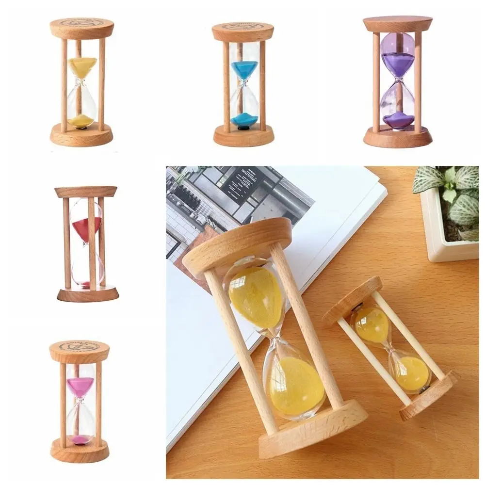 Portable Stable Connection Wooden Hourglass Wooden 1/3/5 Minutes Round Hourglass Timers No Deformation 5 colors Kitchen