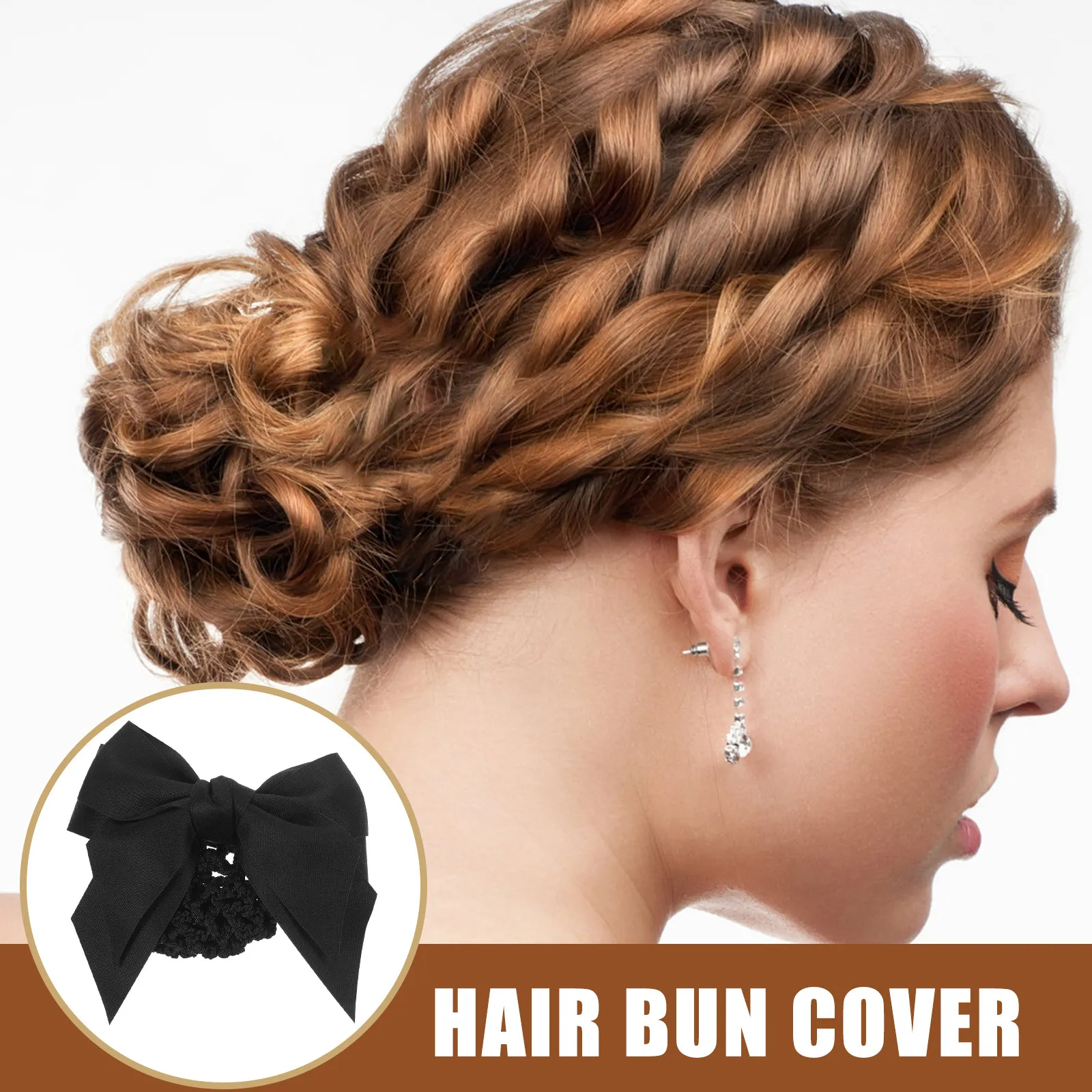

2Pcs Bow Hairnet Clip Women Hair Bun Covers Elegant Classic Hairnet Barrette Stable Hair Clip Daily Hairstyle Decor