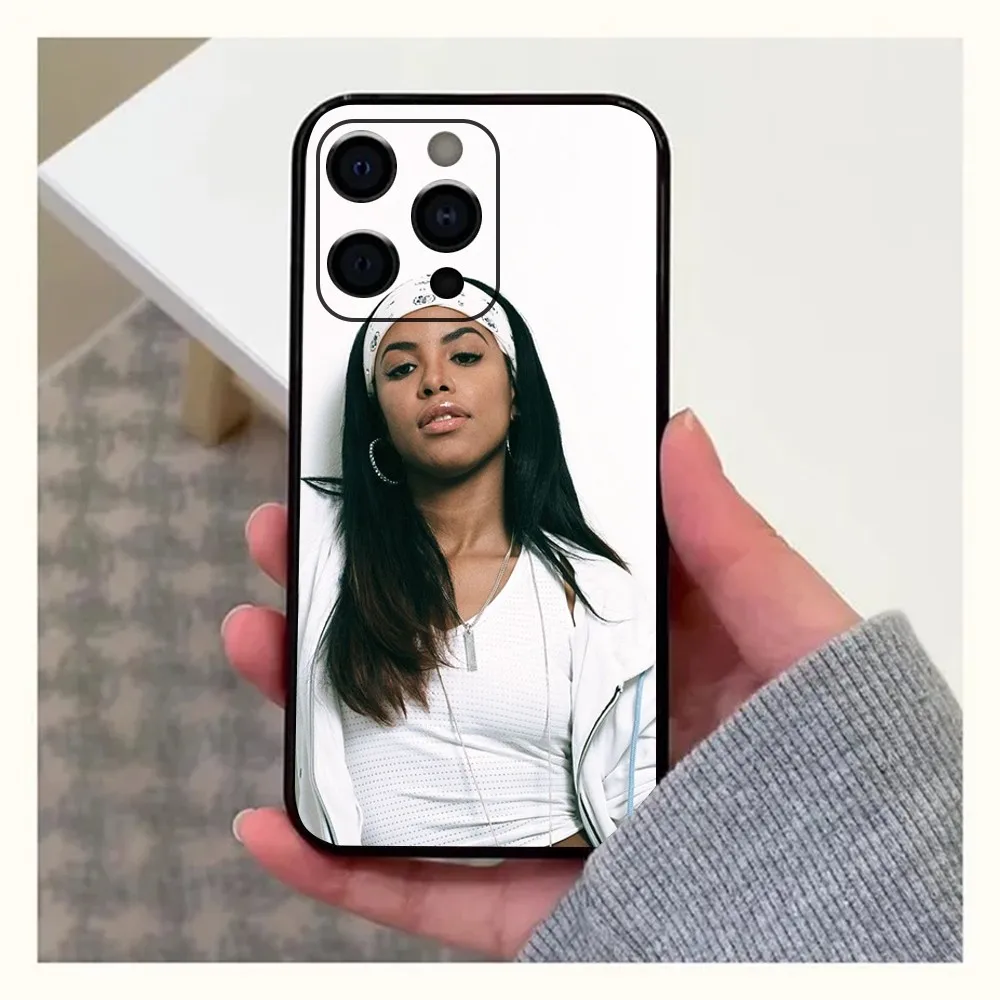 A-Aaliyah Hip Hop Music Phone Case For Apple iPhone 15,14,13,12,11,Pro,X,XS,Max,XR,Plus,Mini Soft  black shell