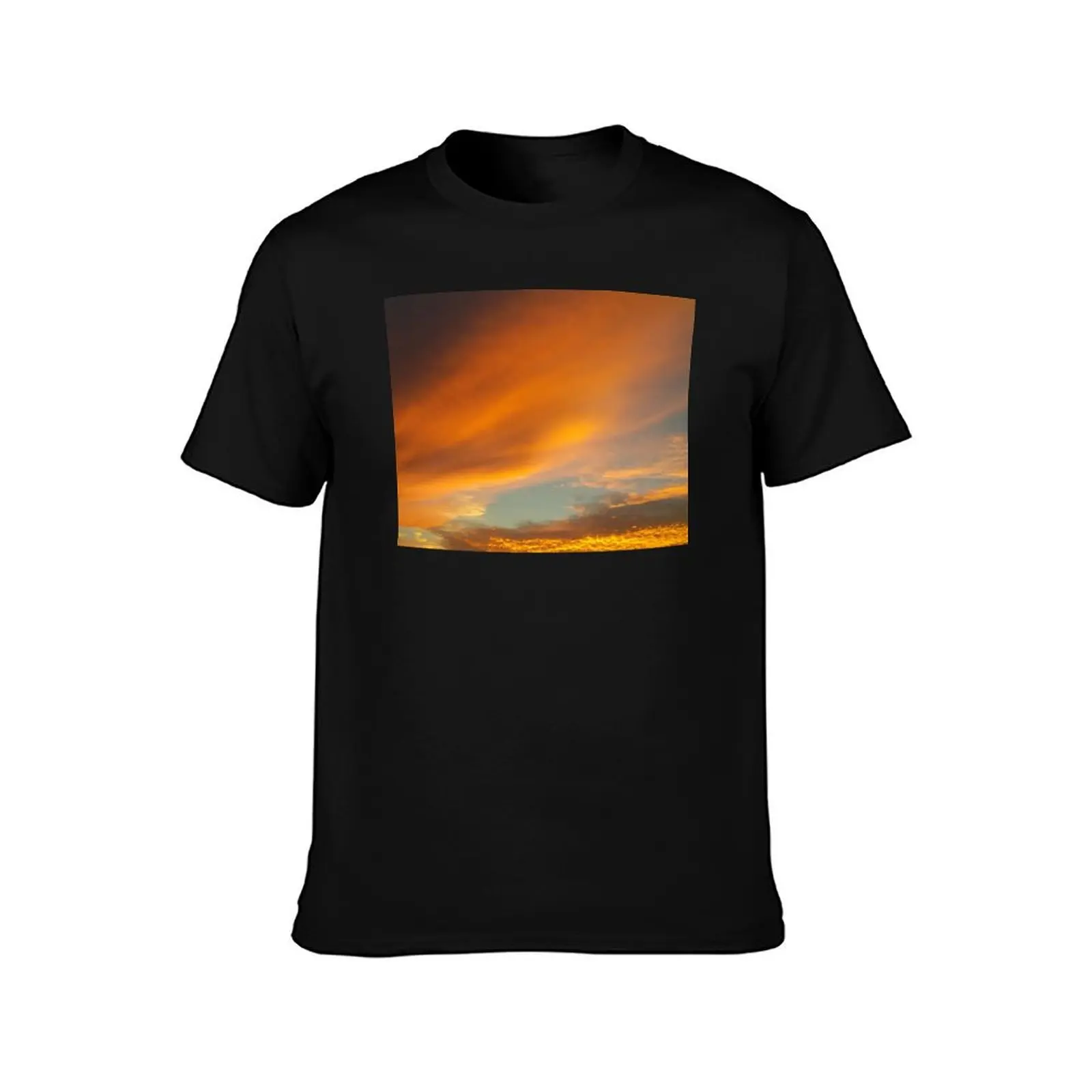 Red orange summer clouded sunset lights up the sky T-Shirt Ultra Soft Breathable Tee Top T-Shirt
