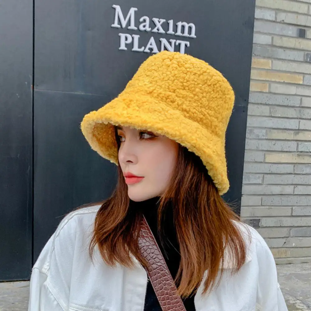 2022 Fashion Winter Warm Bucket Hats Autumn Female Korean Basin Hat Thicken Plush Panama Hats Outdoor Keep Warm Fisherman Caps