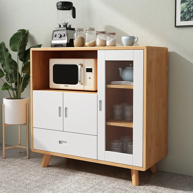 Nordic solid wood side cabinet, microwave oven special, restaurant locker, small apartment cupboard
