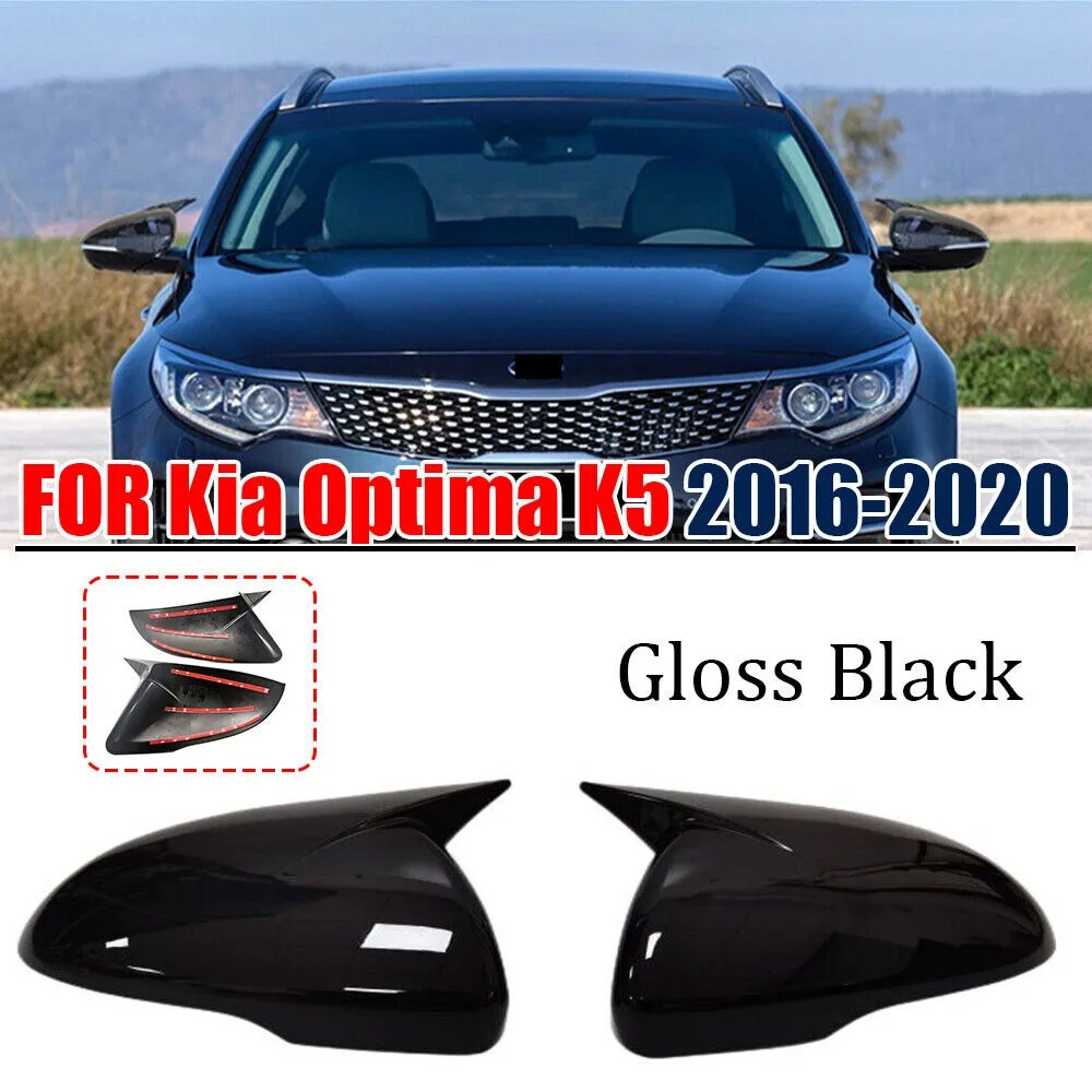 

For Kia Optima K5 2016-2020 Car Sticker Rearview Side Mirror Cover Wing Cap Exterior Door Rear View Case Trim Carbon Fiber Look