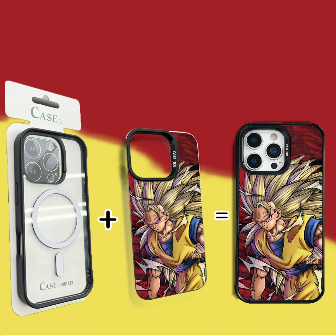 اليابان الكرتون لعبة دراغون بول سون جوكو قضية الهاتف آيفون 11 12 13 14 15 16 برو ماكس زائد سايان 3 4 الأسود المغناطيسي Magsafe غطاء
