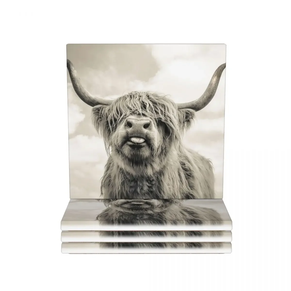 Cheeky Highland Cow Coasters Ceramics Hot Pad Decoration And Accessories Table Mat For Kitchen Table Placemats Coffee Mat