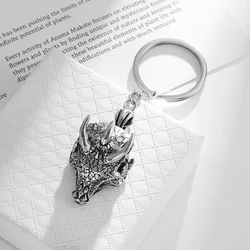 Retro Punk Zodiac Demon Dragon Pendant Keychain Suitable for Men's Personality Charm Cool Motorcycle Pendant Exorcism Jewelry