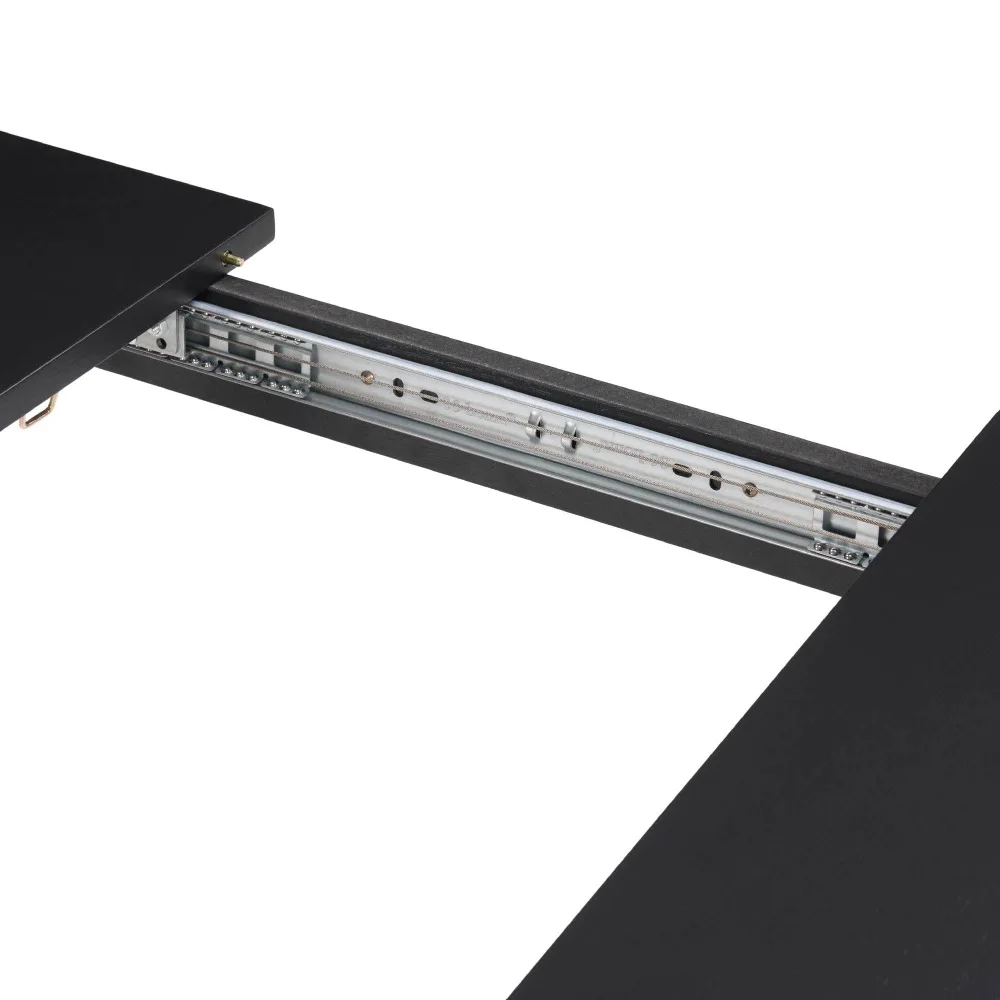 طاولة طعام قابلة للتمديد مقاس 59 بوصة طاولة مطبخ من الخشب الأسود تتسع لـ 4-8 أشخاص موفرة للمساحة الحديثة لغرفة المعيشة الصغيرة والمكتب