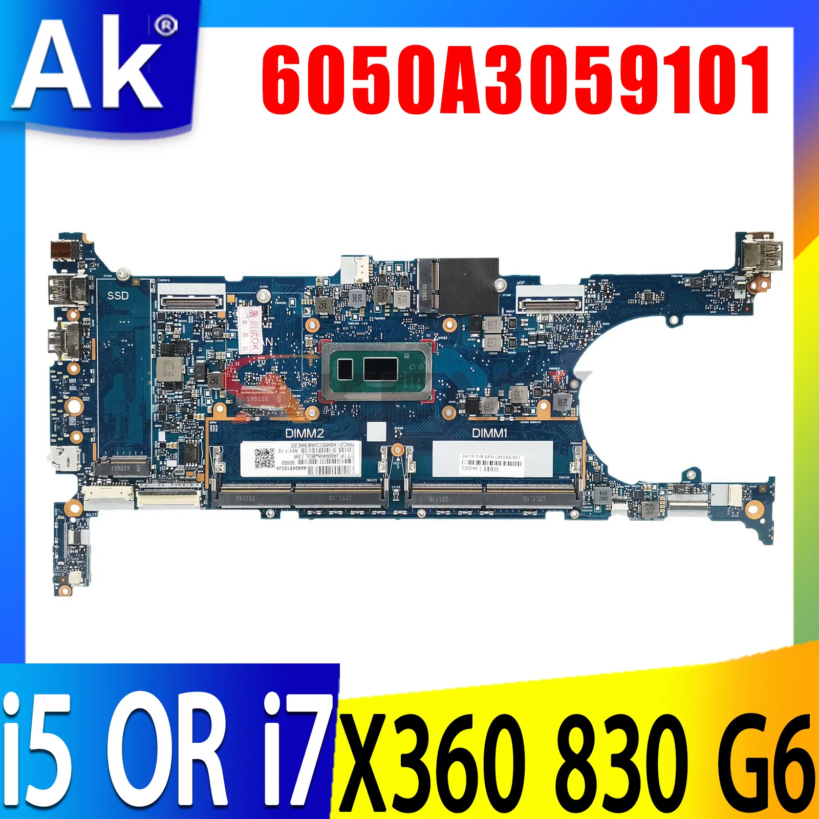 

For HP 830 G6 Motherboard 6050A3059101 i5-8365U i7-8565U L70899-601 L64981-601 L650059-601 Mainboard EliteBook X360 830-G6
