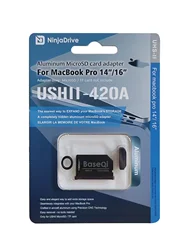 BaseQi MacBook 420AHB Black Aluminum Invisible Drive Micro SD/TF Card Adapter for MacBook Pro Retina 14/16 inch SD Card Reader