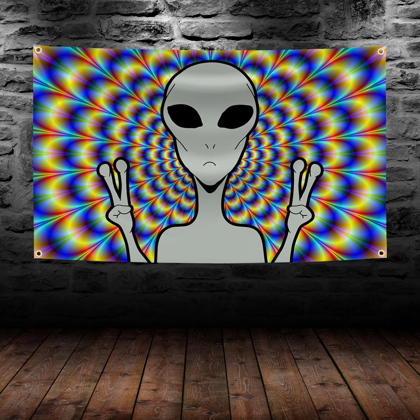 Psychedelic Alien Meme Flag Funny Tapestry Poster Banner For Bar Beer House College Dorm Room Man Cave Tailgates And Parties
