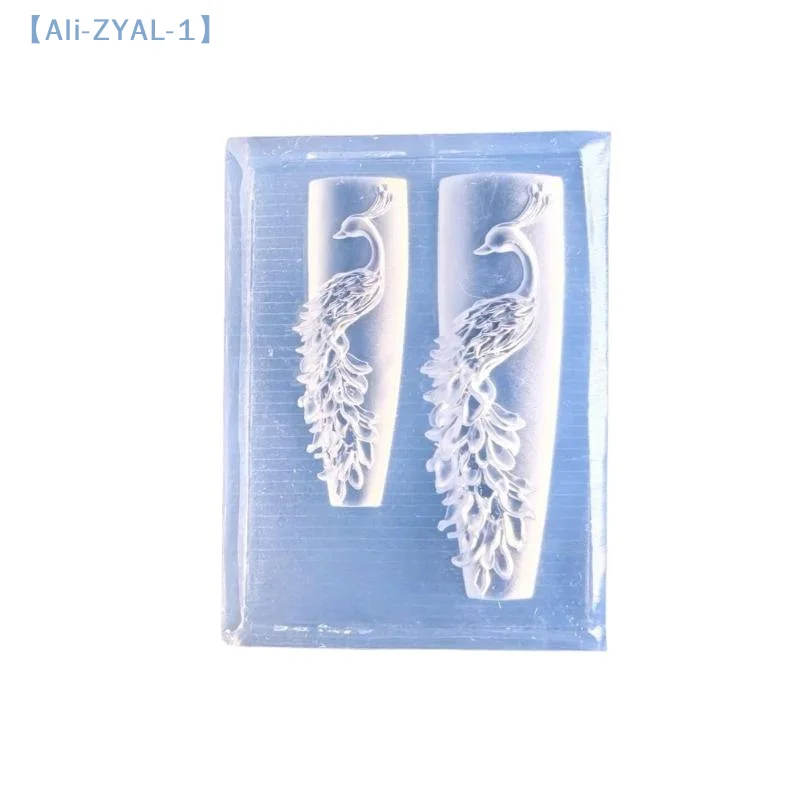 【ZYAL-1】 Stampo per unghie in silicone 3D pavone Decorazione per unghie fai da te Stampo per manicure trasparente per artigianato di gioielli per unghie