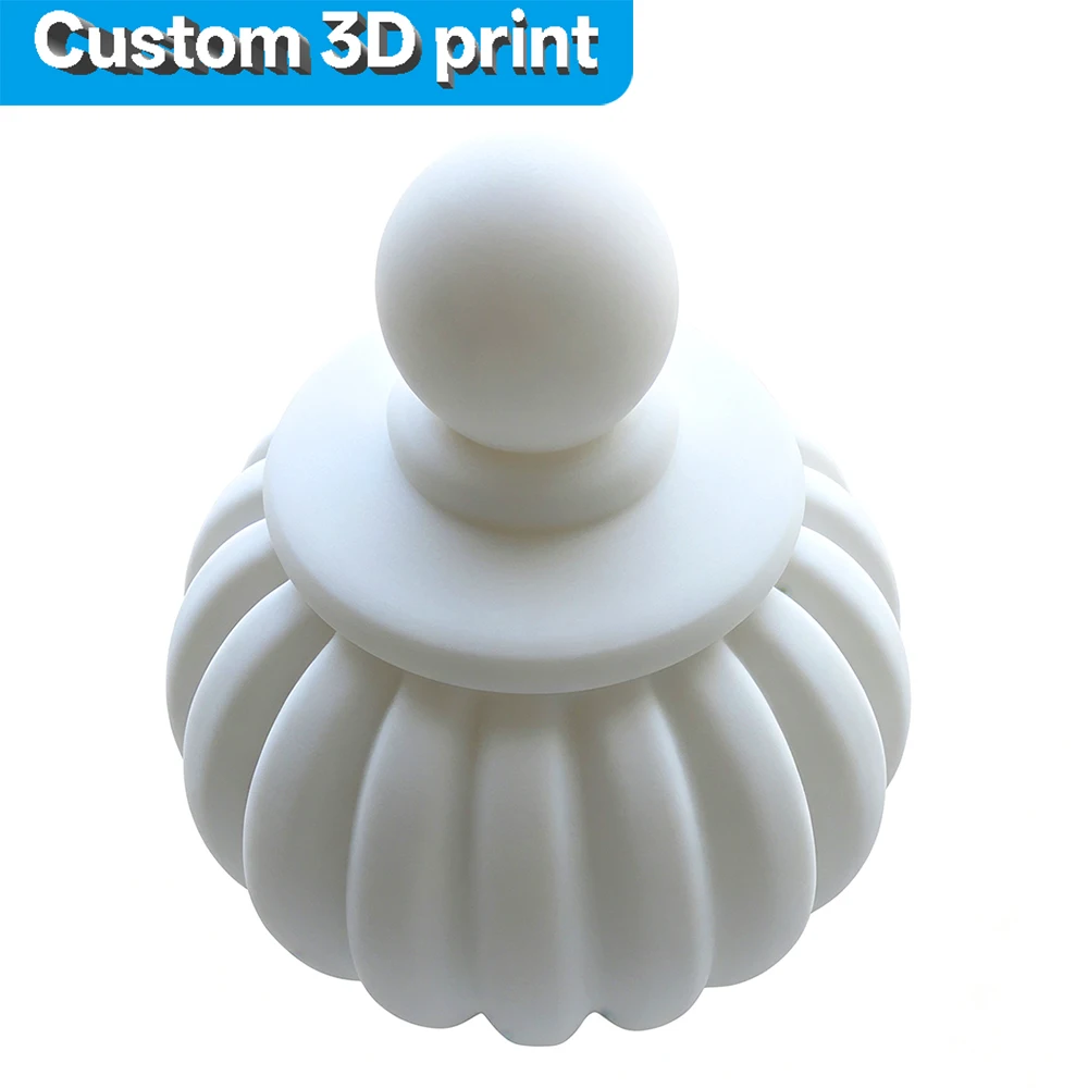 Custom SLA 3D Printing White Resin Decorative Pumpkin Shape Storage Jar With Lid Rapid Prototype Art Craft 3D Printed Model