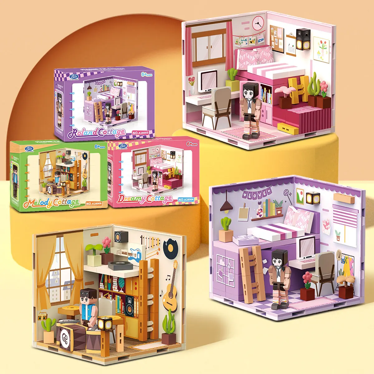 Brinquedo magnético sonhador diy casa quente tempo-creativo montado à mão-bloco de construção modelo villa, educação stem