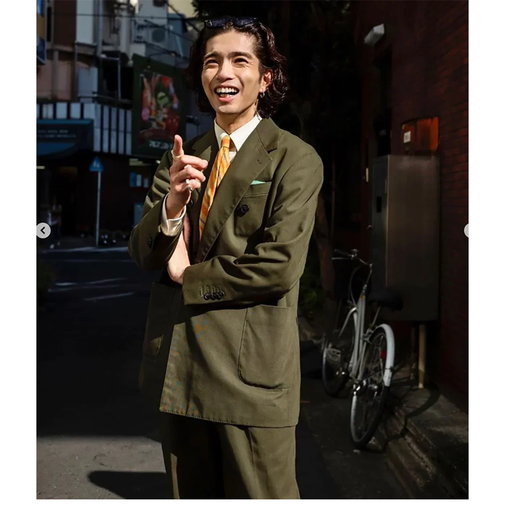

Men's Two-piece Suit (Jacket+Pants) New High-quality and Handsome Double Breasted Casual Loose Fitting Male Clothing