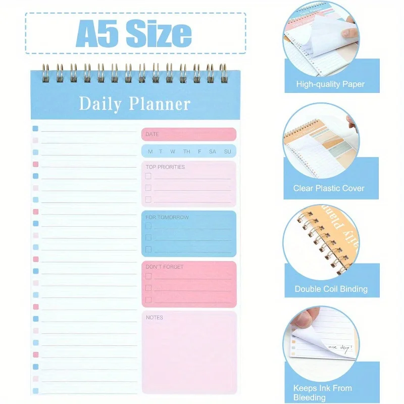 1PC Daily To Do List Notepad -  30 Laminated Sheets for Work, School, Fitness & Academic Goals Notebook - Perfect Back To School