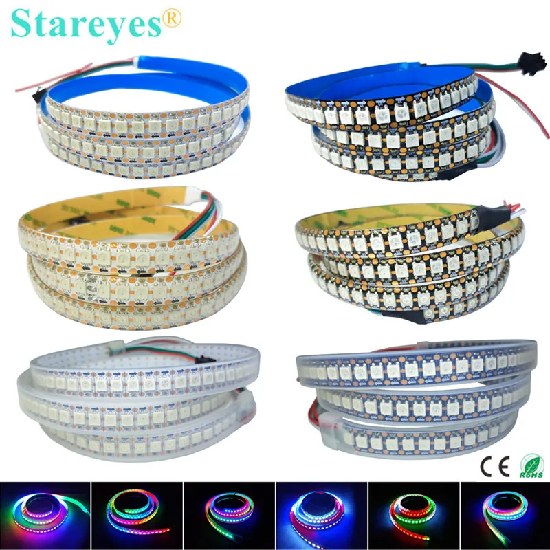 1 Piece Magic color SMD 5050 1m WS2812B DC5V 144 LED/m RGB LED Strip Individually Addressable Digital IC Led Tape Light Rope