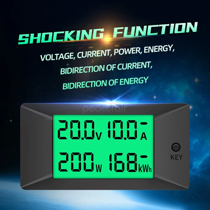 AA38M PEACEFAIR PZEM-025 DC Digital Battery Tester Bidirectional Ammeter Voltmeter Power Energy Watt Meter 300v 50A