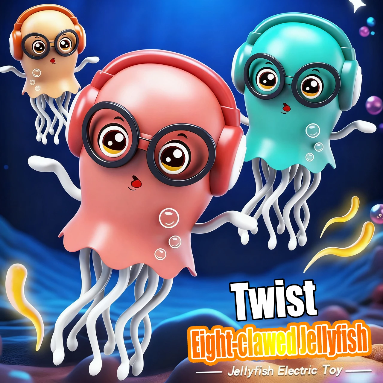 Elektroniczna tańcząca meduza zabawka, światło, muzyka, zabawna, indukcyjna, leżąca na płasko, jeżdżąca na brzuszku, interaktywna dla malucha, czujnikowa, przeszkodowa, prezent.