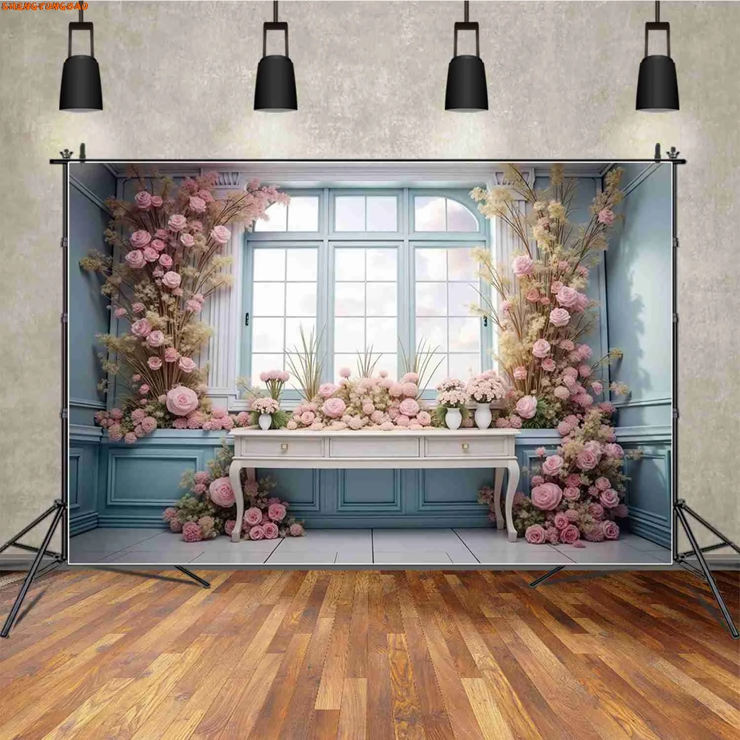 Floral Flower Balloon Curtain Birthday Photocall Background Wedding Photobooth Arch Backdrop Photography Studio Props