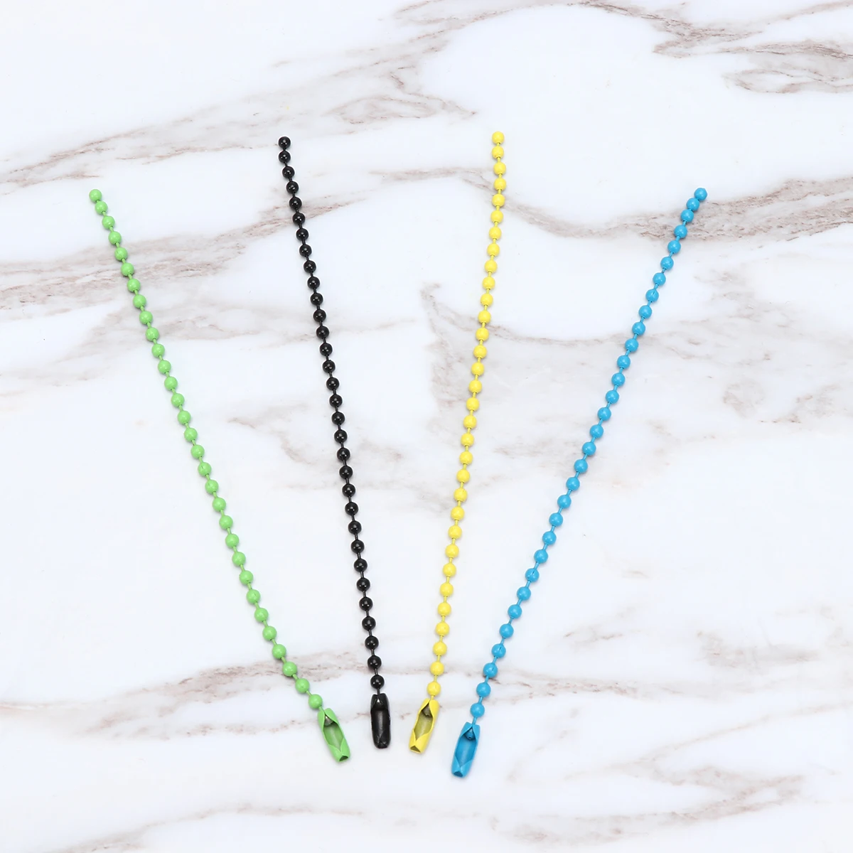 

100 pcs Colorful Bead Chains Metal Round Balls Adjustable Necklace Making Craft Project Jewelry Findings 4Colors Each