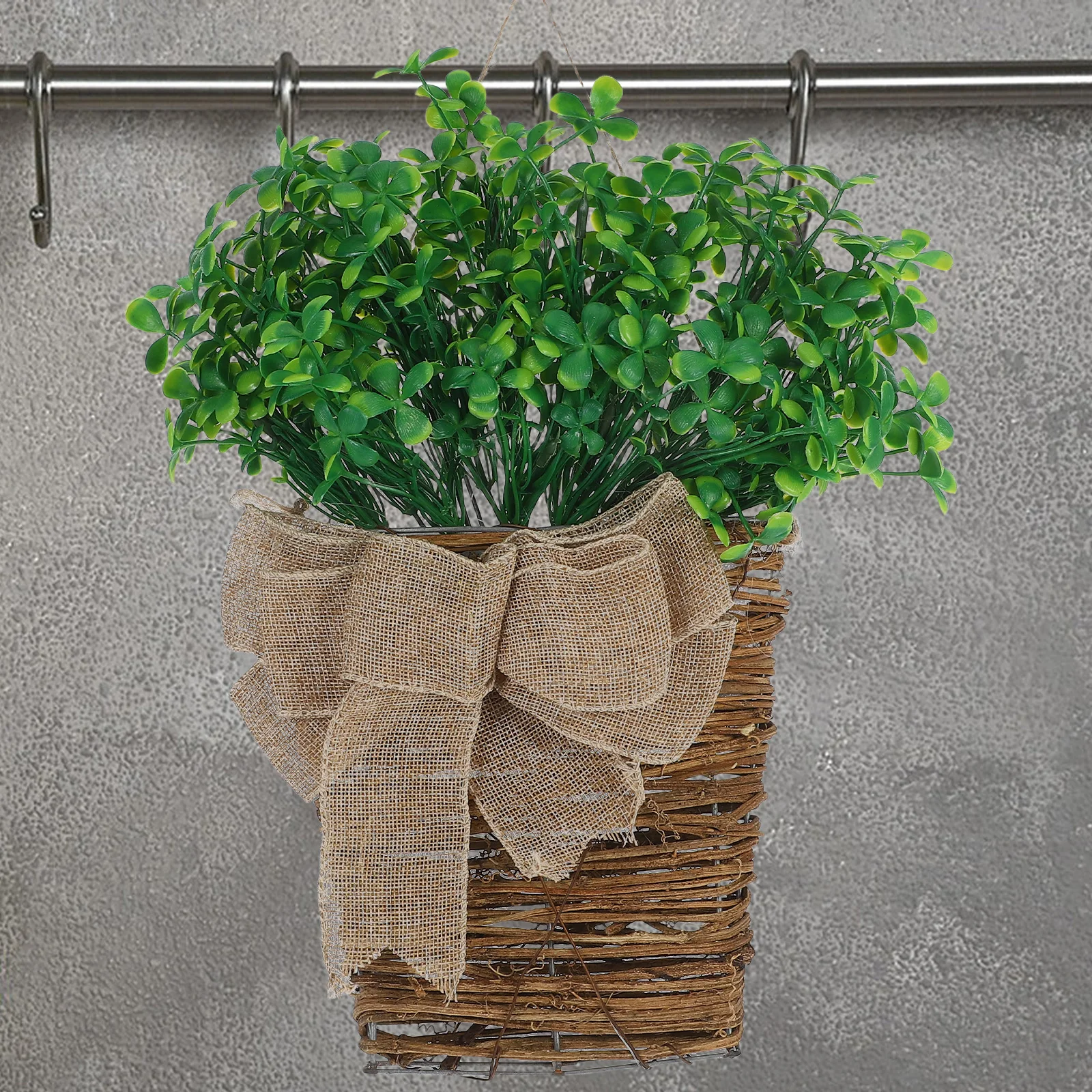 

Four-leaf Clover Flower Basket Faux Greenery Farmhouse Shamrock Decoration Irish Plants Stems