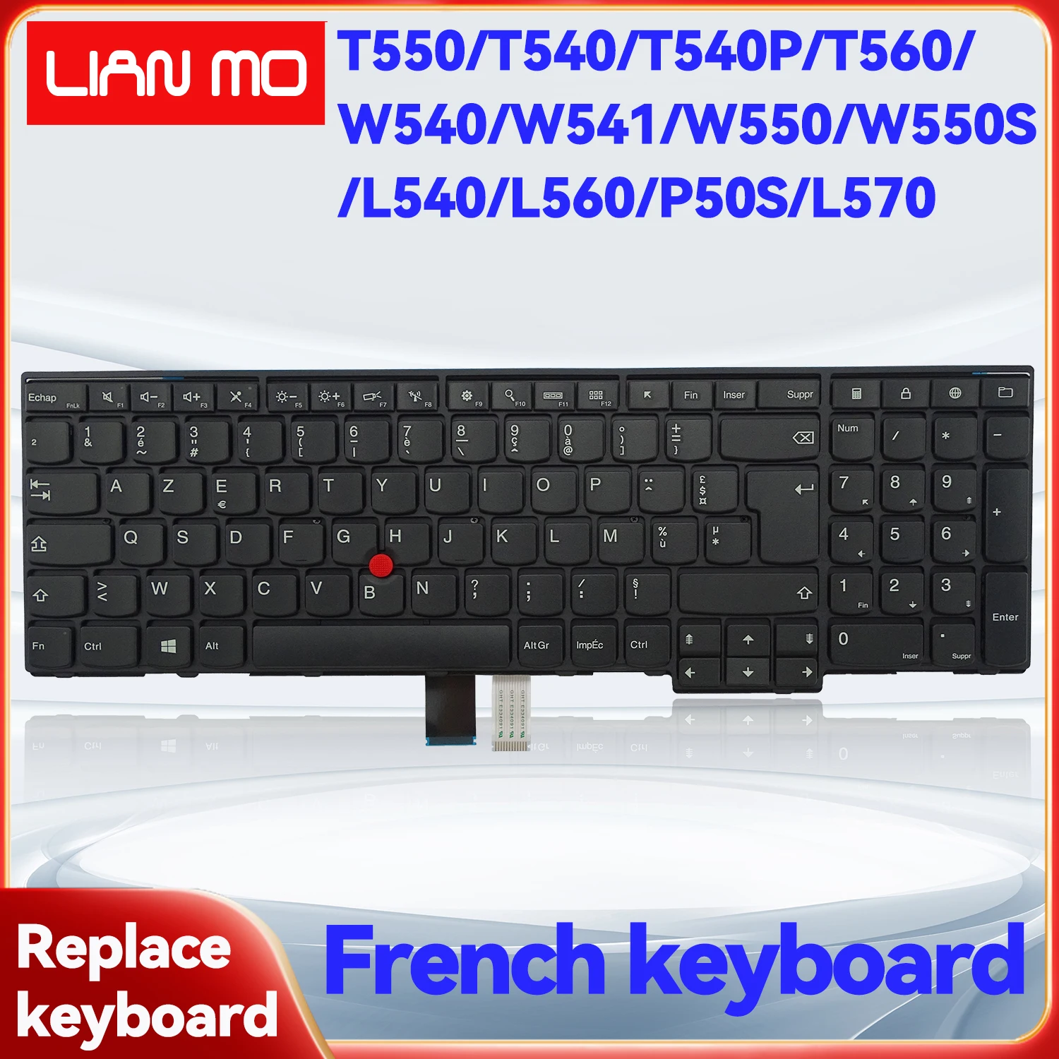 French layout suitable for Lenovo Thinkpad without backlight replacement keyboard T550/T540/T540P/T560/W540/W541/W550/W550S/L