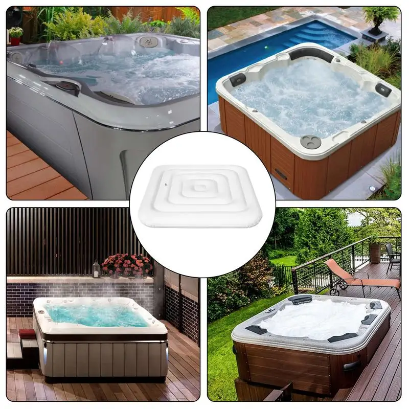 Inflatable Hot Tub Cover Energy Saving Round Hot Tub Lid Outdoor Spa Pool Windproof Rain Overflow Thermal Cover for Spa