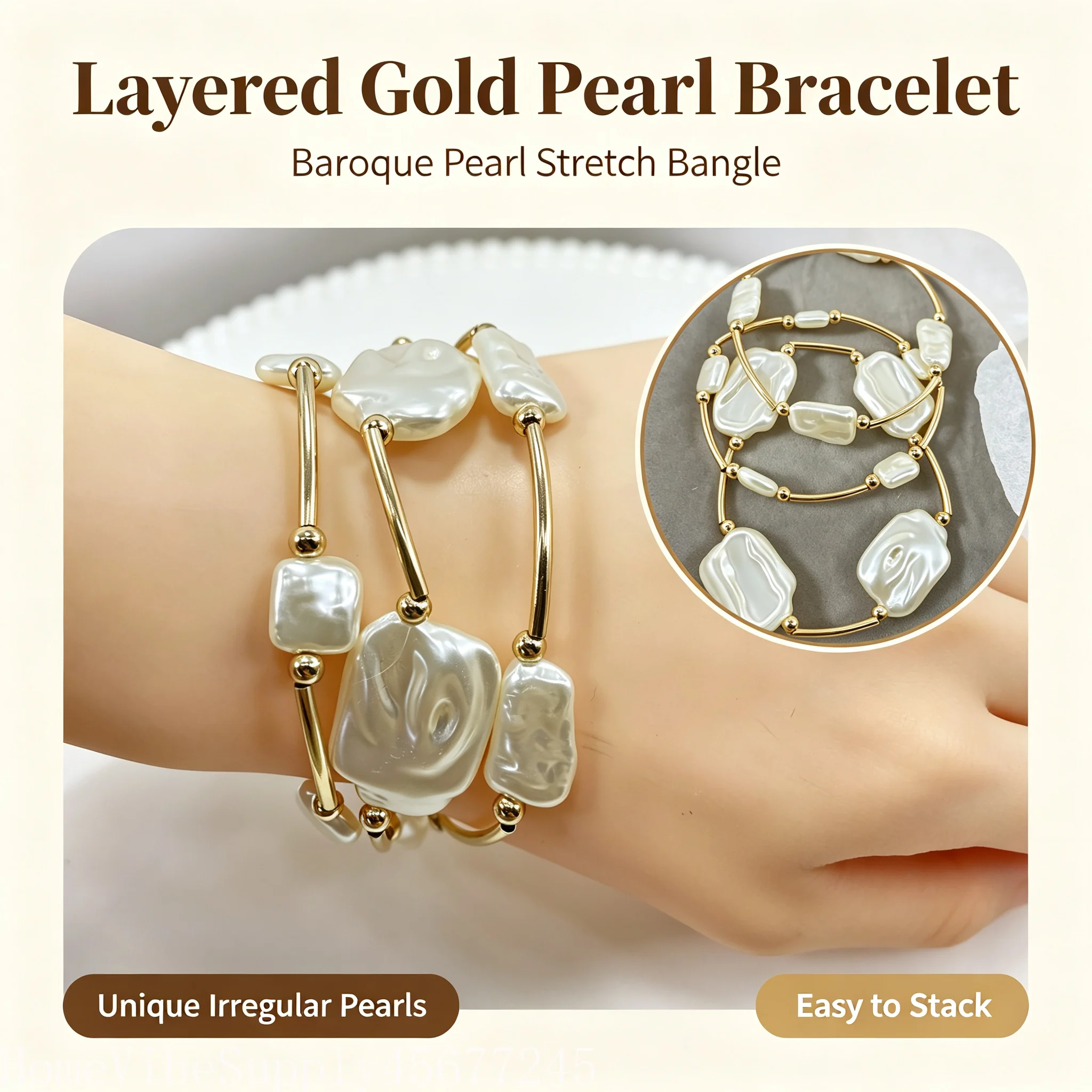 Women 3-Strand French Retro Bohemian Bracelet, Elegant Goddess Style Bracelet, Simple Generous Jewelry for Daily Wear