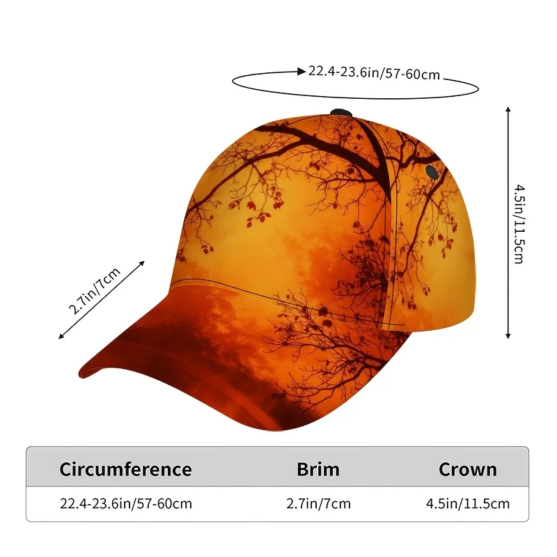 Autumn Sunset Silhouette Print Classic Baseball Cap Adjustable Casual Duckbill Hat Lightweight and Comfortable Ideal
