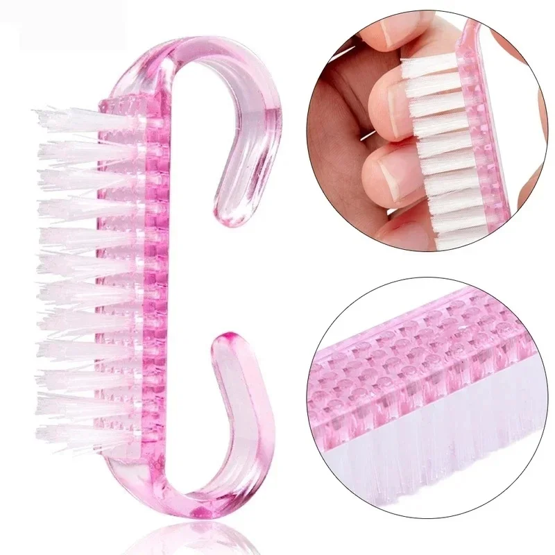 10-30Pcs Hard Cleaner Horn Nail Brushes 5 Colors Nail Manicure Pedicure Remove Dust Plastic Cleaning Nail Brushes Salon Tools
