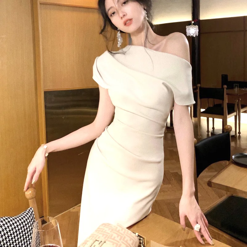 Elegant Bodycon Midi Dresses for Women Summer Fashion Party Chic New Sexy Slim Birthday Robe Vintage Casual Prom Female Clothing