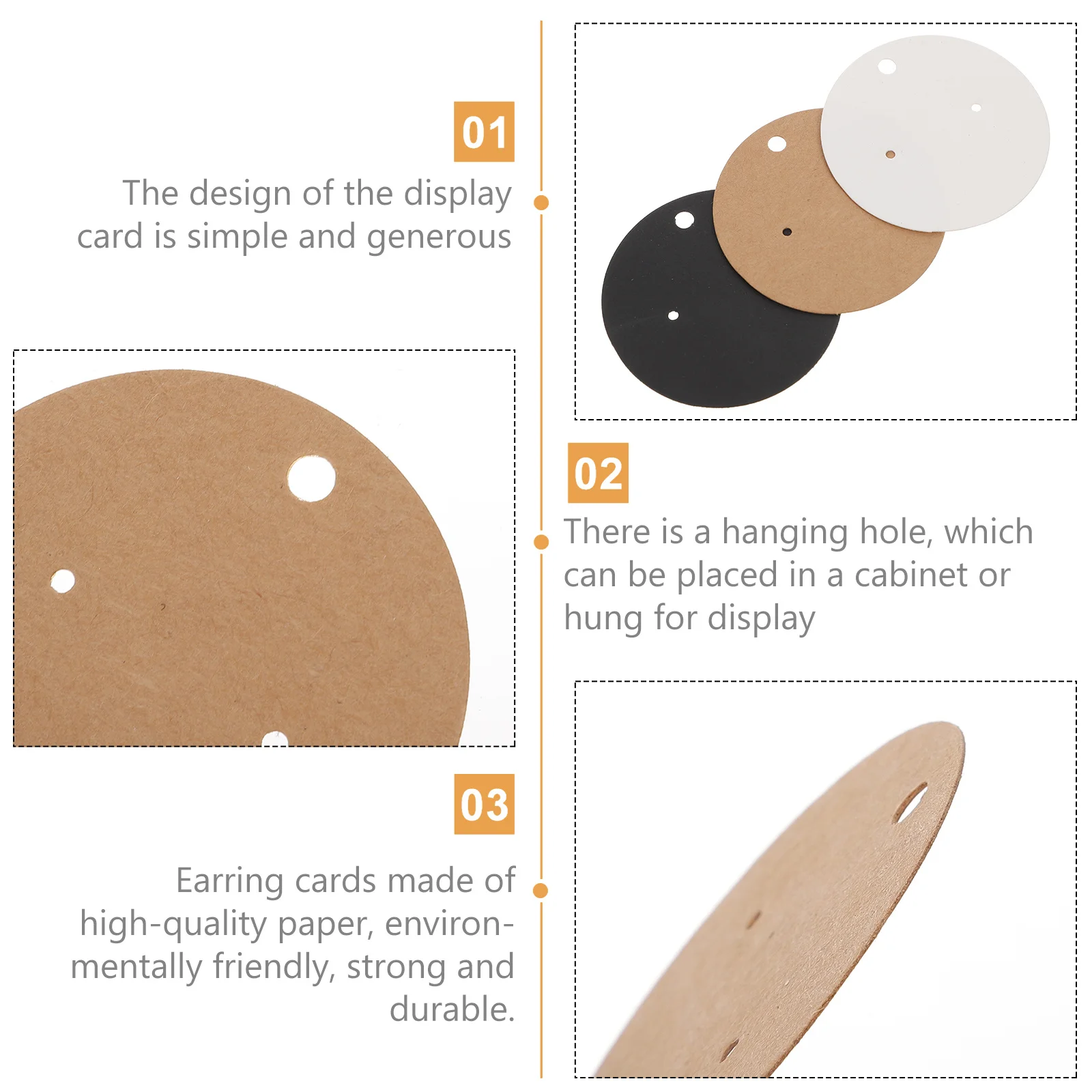 

300Pcs Earring Display Cards High Quality Paper Jewelry Display Holder Round Cardboard Storage Tags for Earrings Jewelry Stores