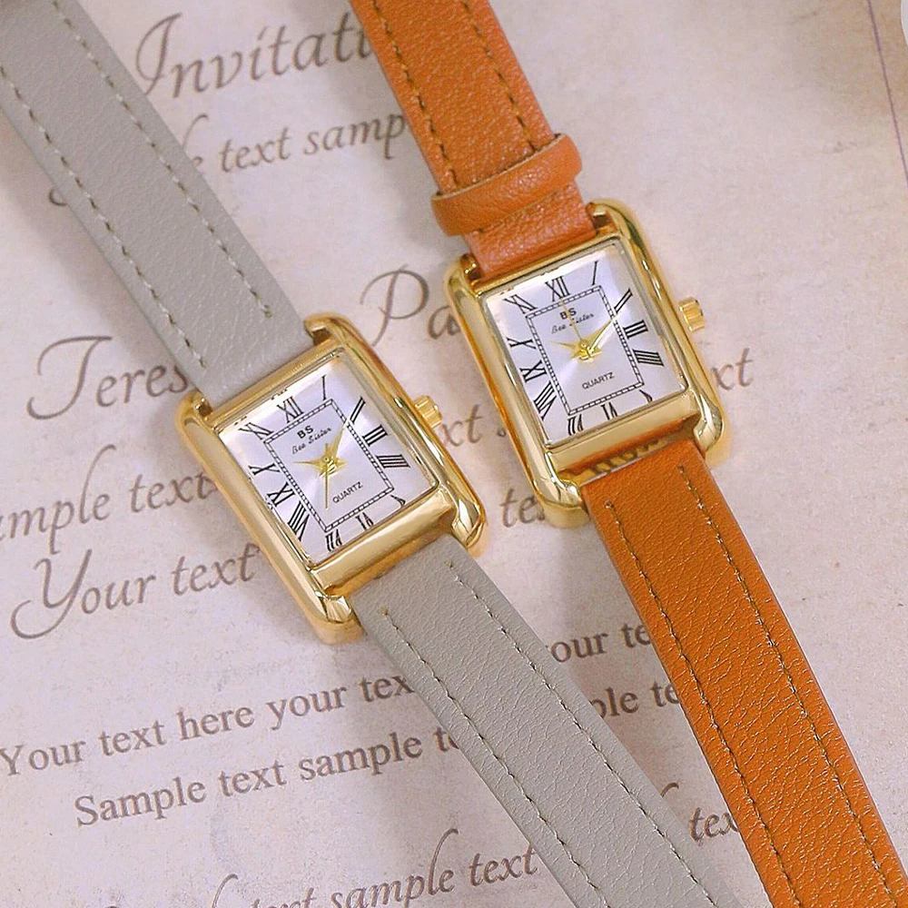 Light Luxury Women's Watches Double Circle Calfskin Watch Temperament Gift Small Gold Watch Bracelet Dress Ladies' Watch Gifts
