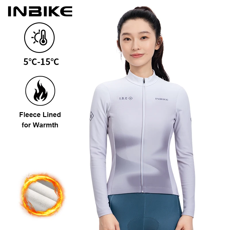 

INBIKE женская зимняя термофлисовая велосипедная куртка с длинными рукавами и 3 задними карманами, велосипедный топ, велосипедный трикотаж