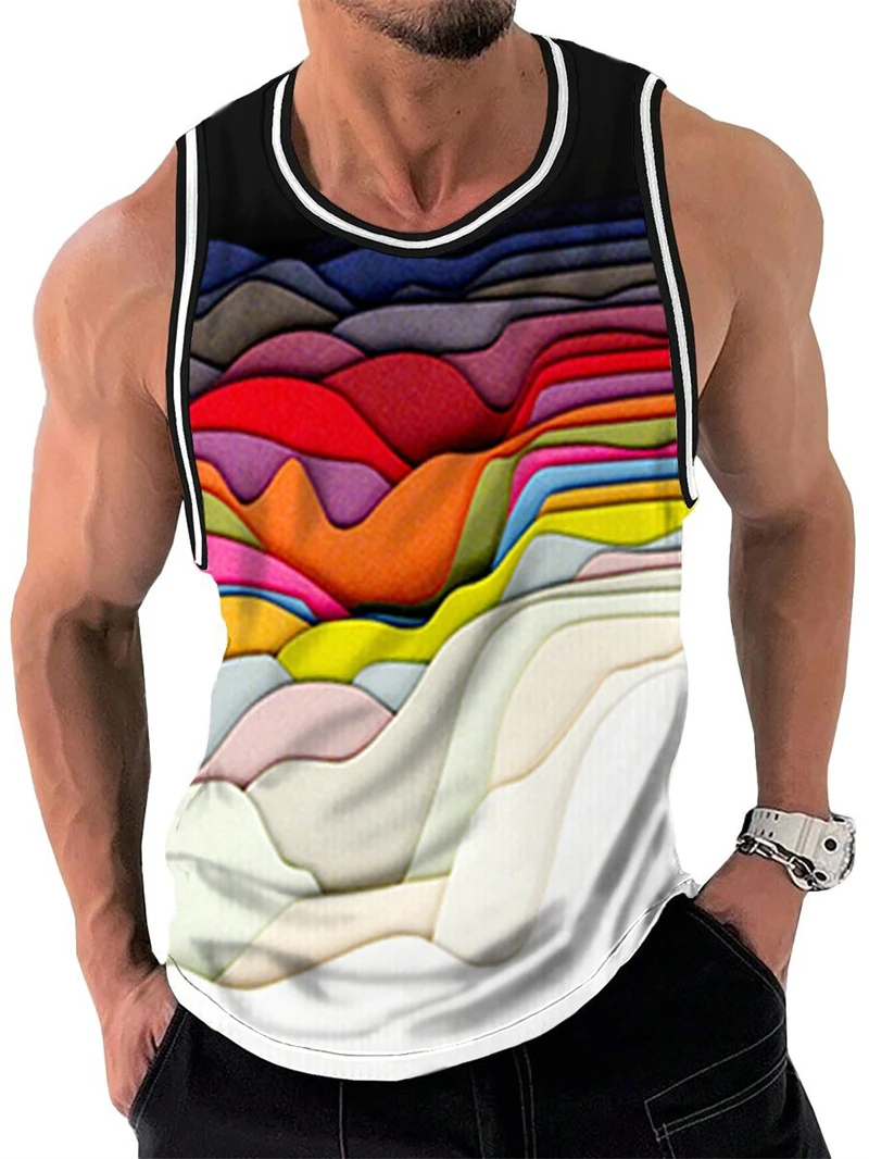 Vintage Rainbow Flowers 3D Print Tank Top Men Women Vacation Party Fashion Casual Y2k Clothing Oversized Sleeveless T-shirt Vest image 4