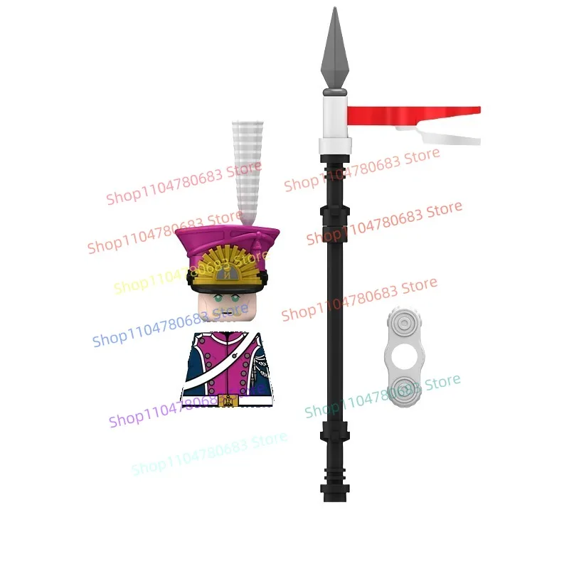MOC 블록 N049-052 프랑스 기병 미니 피규어 조립 모델 디스플레이 애니메이션 만화 액세서리 장난감 선물 수집품