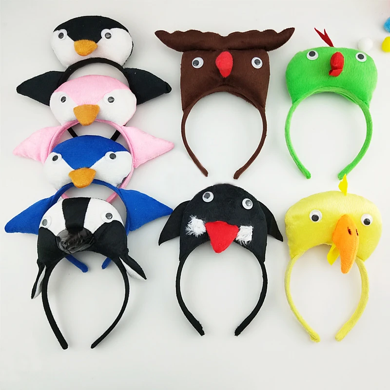 Kids Cute Cartoon Birds Swallow Penguin Owl Headband Carnival Cosplay Decoration Performance Props Animal Headband