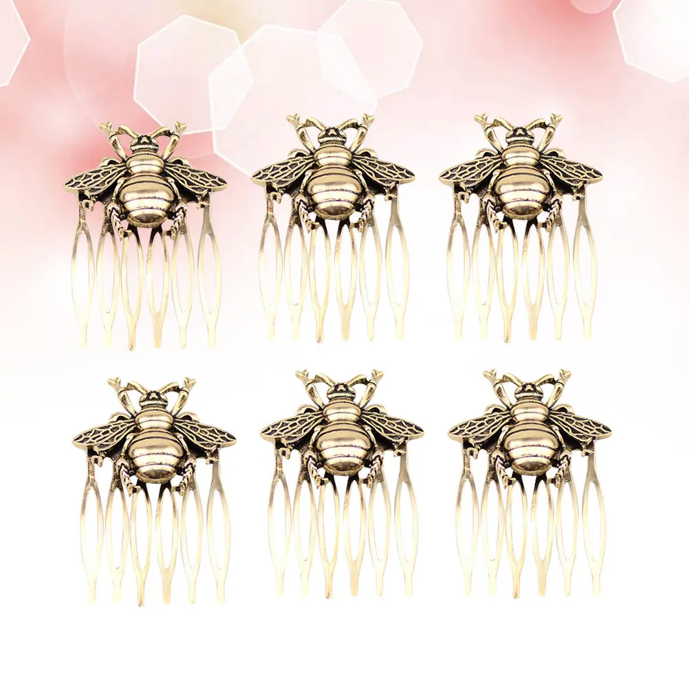 

Набор из 6 винтажных расчесок для волос в форме пчелы из сплава, ретро-заколки для женщин, для повседневного использования, вечеринок, DIY причесок, аксессуары для волос