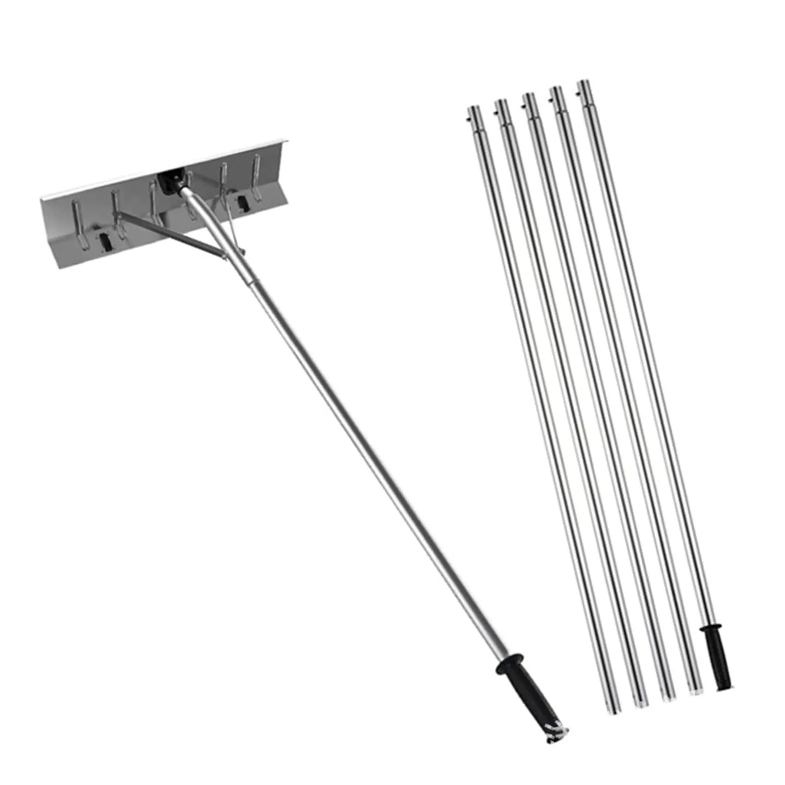 

Грабли для снега на крыше Регулируемая длина Снежные грабли для крыши дома Алюминиевые грабли для удаления снега с колесом Легкое удаление ледяного мусора