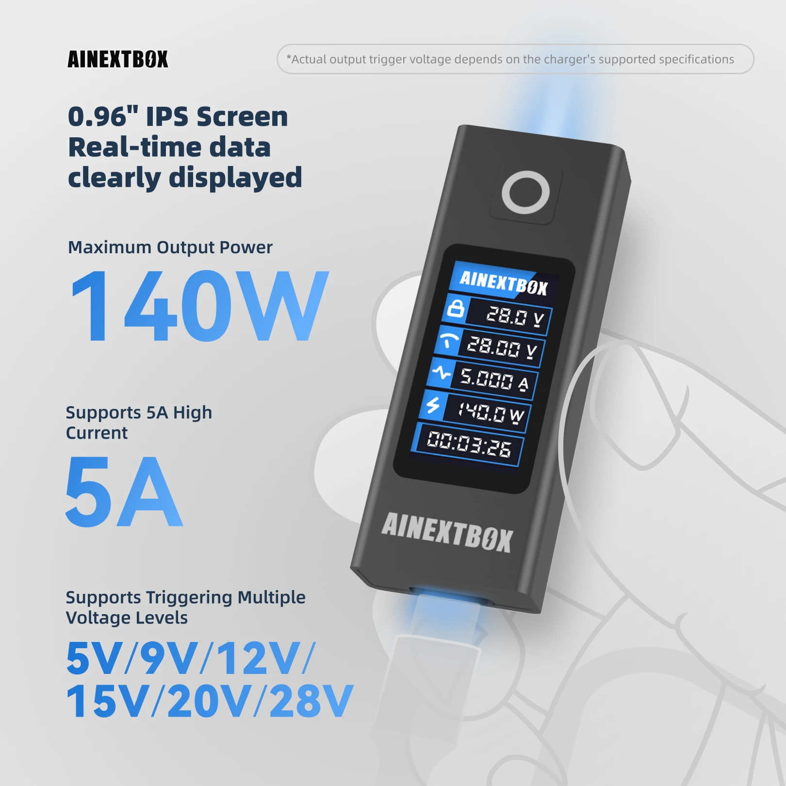 140W USB-C PD Trigger Cable, 5V9V12V15V20V28V Adjustable， Supports up to 5A Type-C to DC5.5×2.5mm, for Router Camera DC Devices