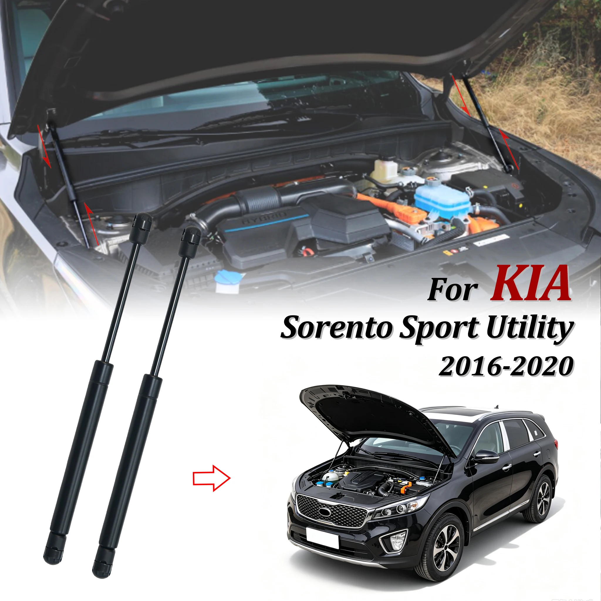 2 PCS Car Hood Lift Supports Hydraulic Gas Struts Shock Auto Accessories For Kia Sorento Sport Utility 2016 2017 2018 2019 2020