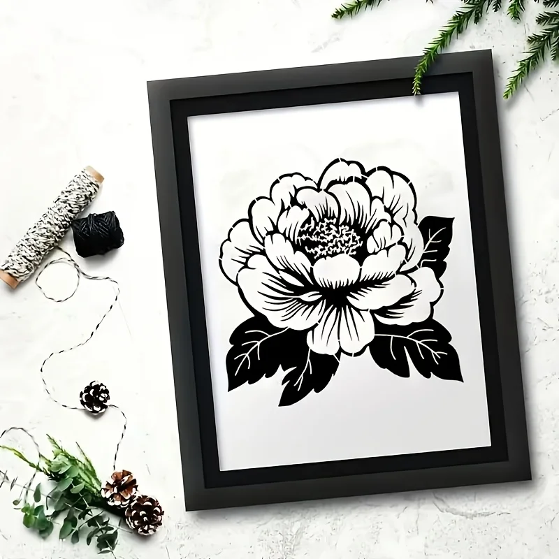Peony Flower Reusable Stencil Template