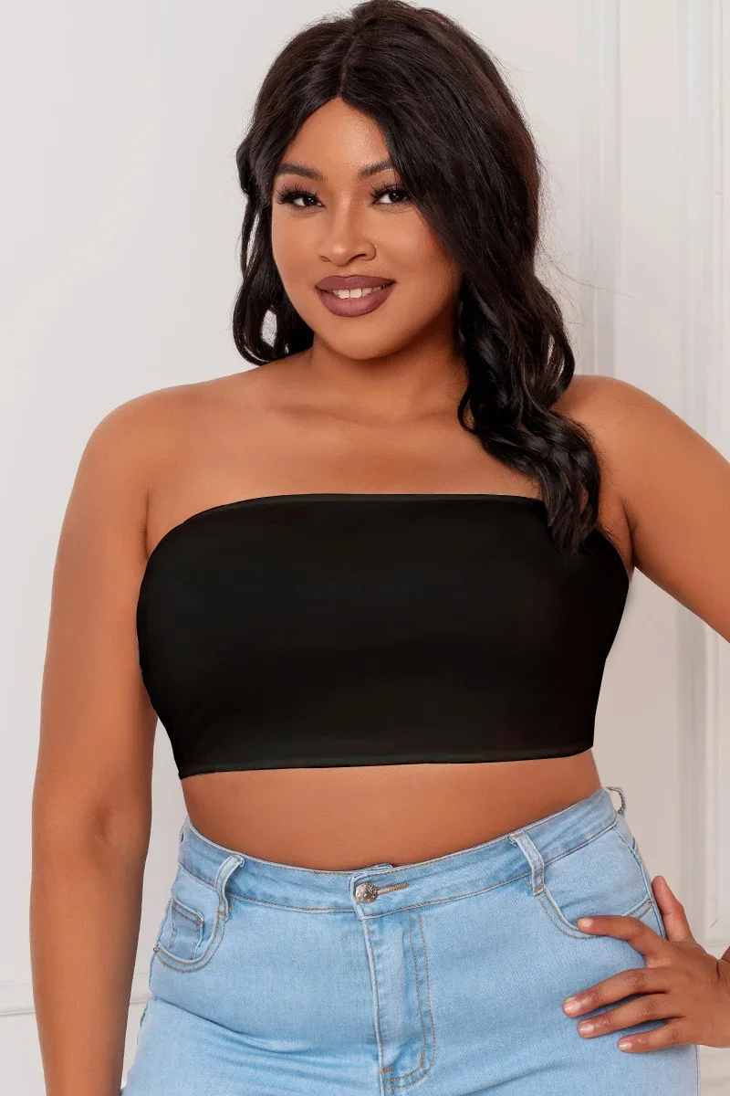 Plus Size White Casual Asymmetrical Bra Tube Top